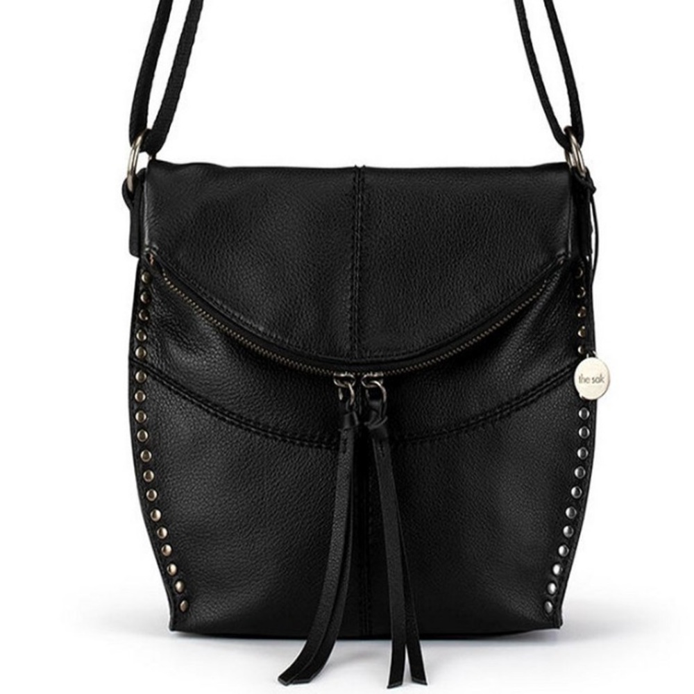 The Sak Silverlake Black Leather Silver Stud Studded Bag Purse Crossbody - Picture 13 of 15
